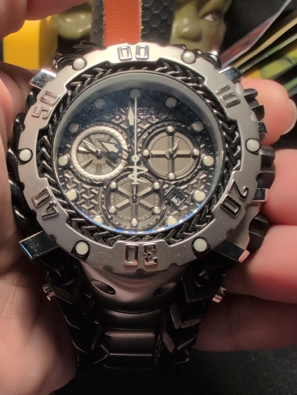 Invicta Black & Silver Bold Chronograph Watch